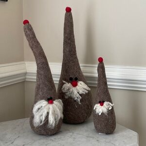 Rare Garnet Hill Felt Gnome Trio